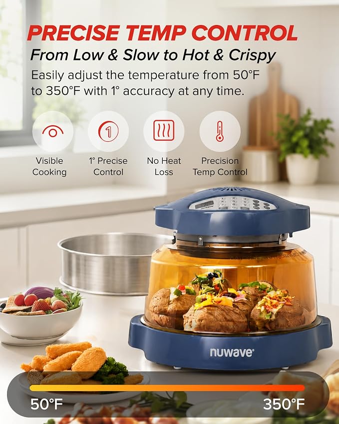 Nuwave Pro Plus 2 Countertop Infrared Oven with Stainless Steel Extender Ring, Triple Combo Cooking Power, Adjustable Temperature Control, Large Capacity Roaster, Air Fryer & Convection Oven, 20672V01