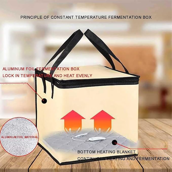 Dough Proofer Box, Nine Gear Adjustment Proofing Box with Heater, High and Low Precise Temperature Adjustment, Fold Proofer, Reusable, Bread Making Tools Kit for Making Bread/Yogurt/Natto