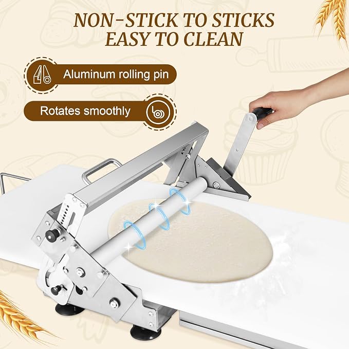 Manual Dough Sheeter 35.4" ×15.7",Roller Machine,Commercial Folding Dough Maker with Carry Handle, Adjustable Thickness for Pizza, Pasta, Pastry