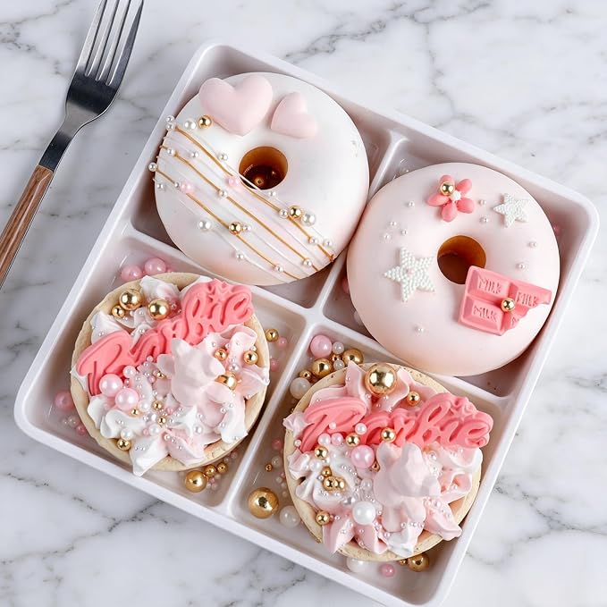 Gold Pink and White Sprinkles for Cake Decorating, 130g/4.6oz Edible Pearl Sprinkles Mix, Sugar Candy Pearls for Baking, Cookie Decorations and Cupcake Toppings, Wedding Party Holiday Supplies
