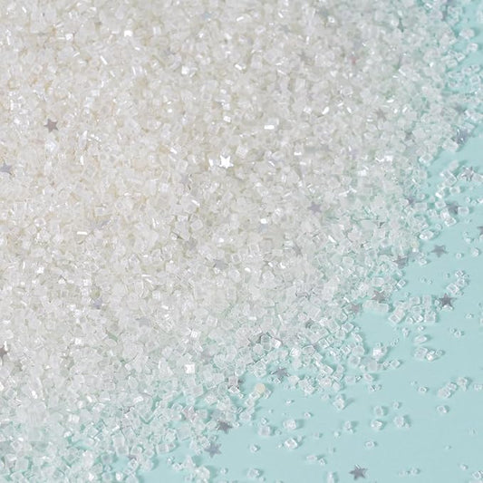 White Sanding Sugar Edible Silver Glitter Stars Mix, 3.5oz White Sugar Sprinkles for Cake Decorating, Sparkling Sugar Crystals for Cupcake Toppers Cookie Decorations for Wedding Party Celebrations