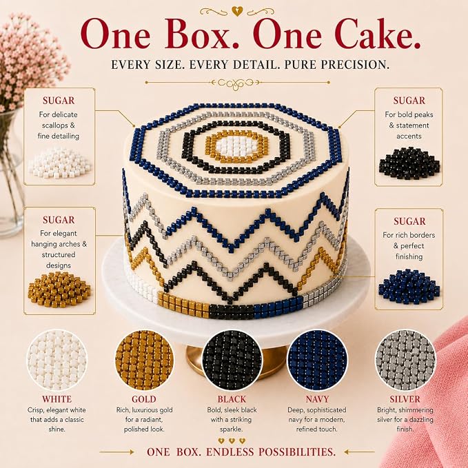 Confect- Funky Disco Sparkling Sugar Sprinkle Mix – 5-Pack Assorted Edible Sugar Crystals in White, Champagne Gold, Black, Bright Blue & Silver – Cake, Cupcake & Cookie Decorating Toppings –Vegan, Gluten-Free, Nut-Free, Soy-Free, Dairy-Free, Palm Oil-F...