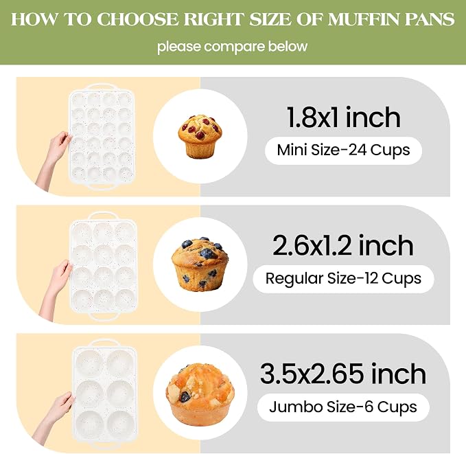 Jumbo Muffin Pan with Metal Frame Nonstick 6 Cup Extra Large Silicone Cupcake Pan for Baking, Deep Jumbo Muffin Tray for Egg Bites Muffins, Confetti Color Cream Gifts for Mom Home Baker（1 Pc）