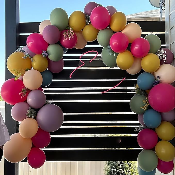 Spring Balloons Garland Arch Kit, 122Pcs Flower Pink Green Yellow Balloons, Purple Blue Hot Pink Beige Balloons For Boho Modern Wildflower Shower Baby In Bloom Birthday Spring Garden Party Decorations