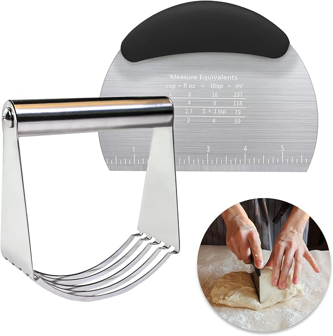 Pastry Cutter Dough Scraper Dough Cutter Scraper Tool Kitchen Pastry Blender,Stainless Steel Pastry Cutters Heavy Duty Dough Cutter for Kitchen Baking Tools,Comfortable and Dishwasher Safe (Black)