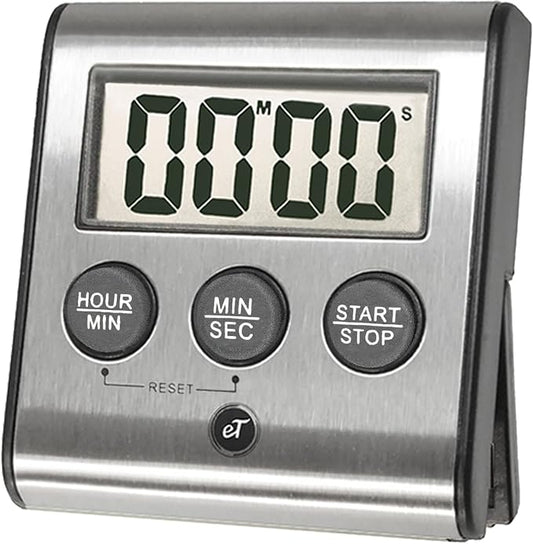 Elegant Digital Kitchen Timer Stainless Steel - Loud Alarm - Model eT-78