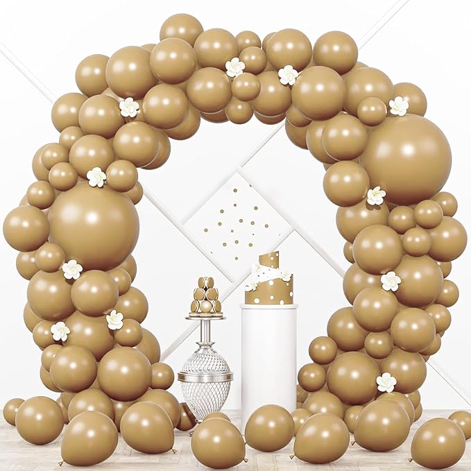 Voircoloria 90pack Khaki Balloons Different Size 18/12/10/5 Inch Khaki Balloon Garland Arch Kit for Graduation, Wedding, Birthday, Princess Theme Party, Baby Shower, Anniversary Party Decorations