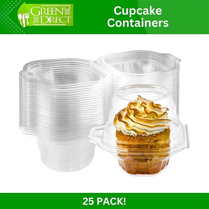 Green Direct Clear Stackable Cupcake Boxes Disposable Individual Cupcake Containers Airtight With Lid Plastic Carrier Bpa Free Cupcake - 25