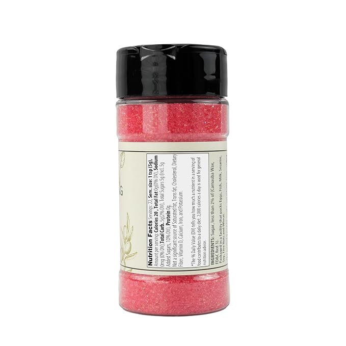 Olive & Vine Pink Sanding Sugar, Sweet Finish, For Baking & Decorating, Rich Tradition, Authentic Taste, For Global Recipes (4 Ounce)