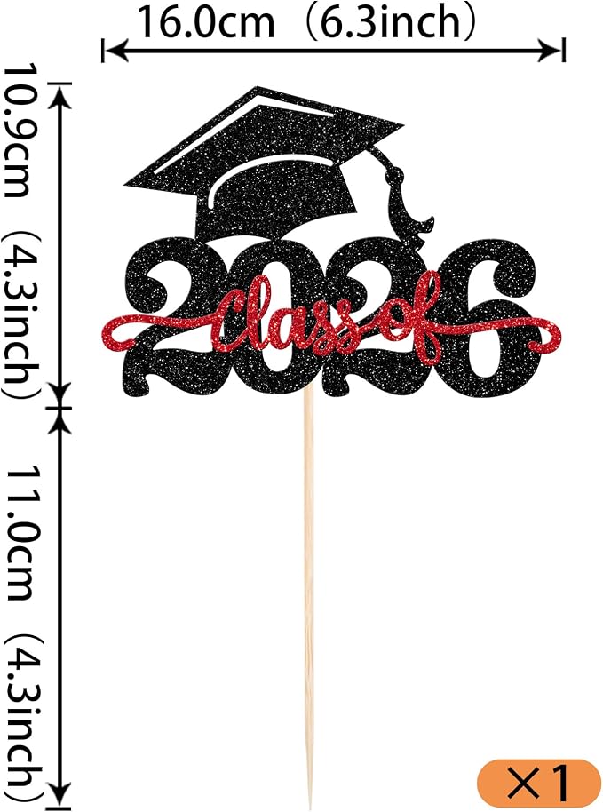 1 Pack Class of 2025 Cake Topper Glitter Congrats Grad Cap 2025 Graduation Cake Pick for 2025 Graduation Theme High School Boys Girls Graduate Party Cake Decorations Supplies Black Blue