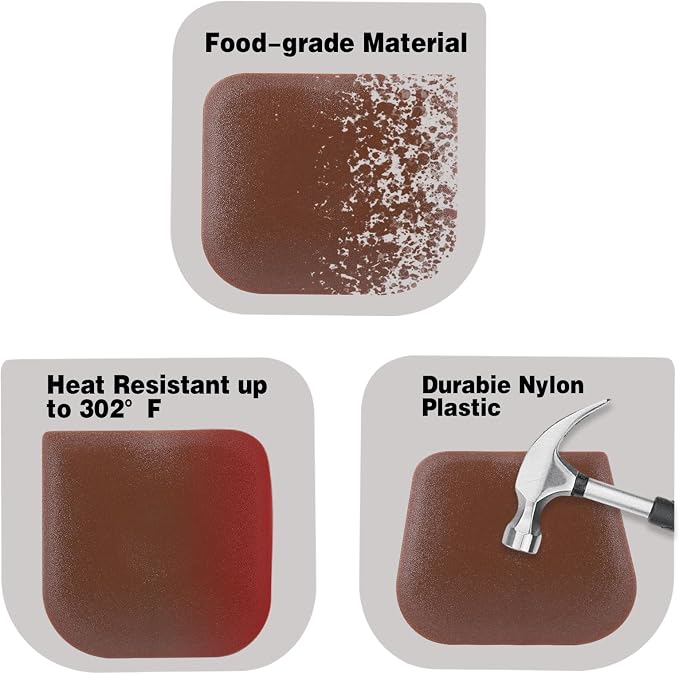 10 Pcs Pan Scrapers,Plastic Scraper Pot and Pan Cleaning Tools Brown Kitchen Scraper for Pot,Wok,Skillet,Grill