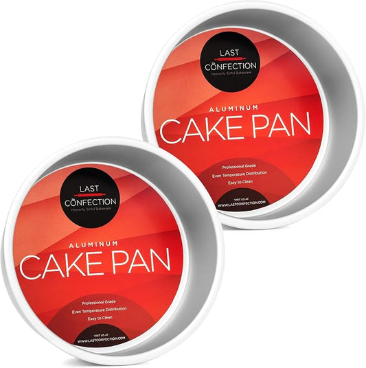 LAST CONFECTION 7 x 3 Inch Round Cake Pans, Set of 2 Anodized Aluminum Cake Pans Baking Tins