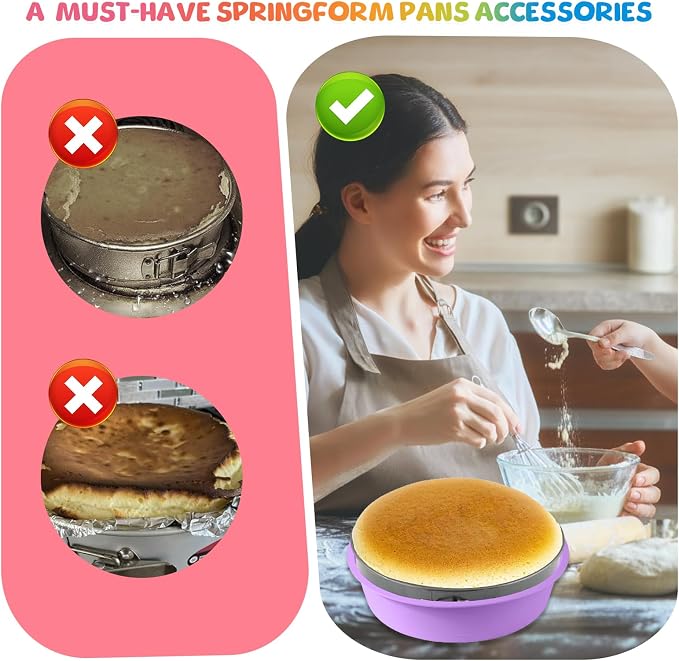 4Pcs Cheesecake Pan Protector, Silicone Springform Pan Protector for 9, 9.5, 7, 8 Inch Cake Mold Baking Pans Round Cakes Mold Cake Baking Pans Preventing Water from Entering the Spring Form Pans