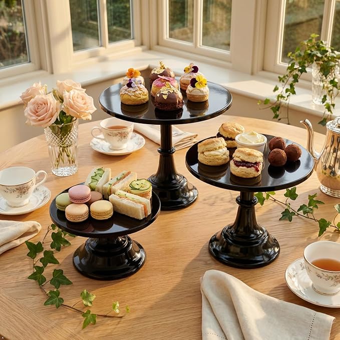 3 Pcs Metal Cake Stand Set 8/10/12 inch Dessert Table Display Perfect for Baby Shower Wedding Birthday(Black)