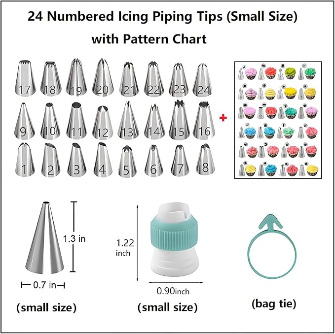 ANSLYQA Cake Decorating Kit, 298 Pcs Baking Tools (Green) | Cake Turntable, Leveler, 24 Numbered Icing Tips, 2 Spatulas, 8 Carved Pens, 100 Pastry Bags, 100 Cupcake Liners & More