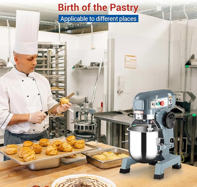 Commercial Food Mixer 30Qt, Heavy Duty Commercial Stand Mixer with 3 Speeds Adjustable, 1250W Electric Dough Mixer with Stainless Steel Bowl, Dough Mixer Timing Function for Bakeries Pizzerias
