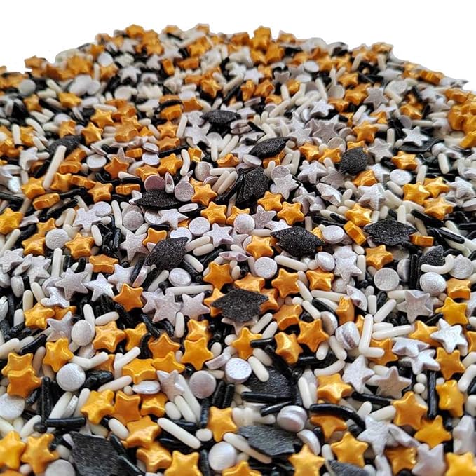 Homankit Graduation Season Theme Sprinkles Edible School Graduation Hat Stars Cookie Decorations Baking Cake Cupcake Topper Decoration 3.35 Ounce