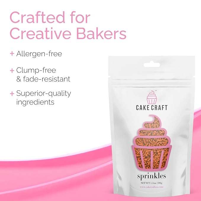 Cake Craft Sprinkles – 3-Pack (100g Each) | Decorating Cakes, Cupcakes, Cookies & More | Orange – Jimmies