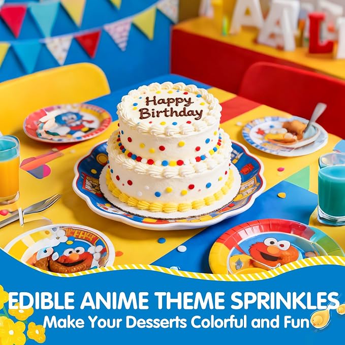 Colorful Round Confetti Sprinkles,Edible Cake Decorations for Baking,130g,Red Blue Yellow and White Sugar Sprinkle,fancy baking Cupcakes Cookie Donuts Ice Cream Toppers,Duck Themed Desserts,Birthday,Children's Party Supplies