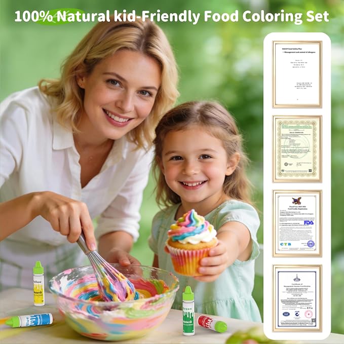 Natural Food Coloring - FD&C & Artificial Dye Free Formula Color 4 Natural Food Dye Set for Icing Frosting Cake Baking Easter Egg Fondant Cooking Decorating - 0.35 Fl. oz (10 ml)/Bottles