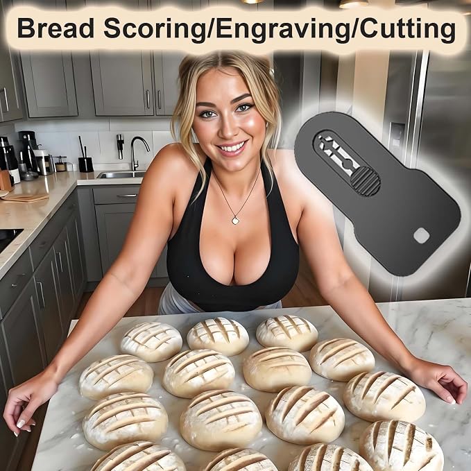 Magnetic Retractable Bread Lame Sourdough Scoring Tool with 5 Replacement Stainless Steel Blades, Ergonomic ABS Handle, Auto-Retracting Safety Design, Black, Ideal Baking Accessory for Artisan Dough