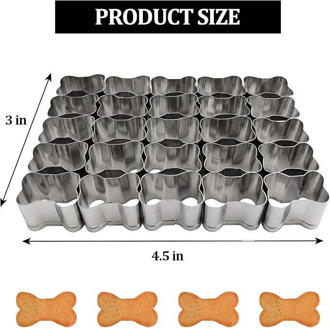 Bone Cracker Cutter Stainless Steel Cookie Cutter Mold, Makes 25 Mini Bone Biscuits at Once, Baking Tool for Party Snacks, DIY Gift Treats