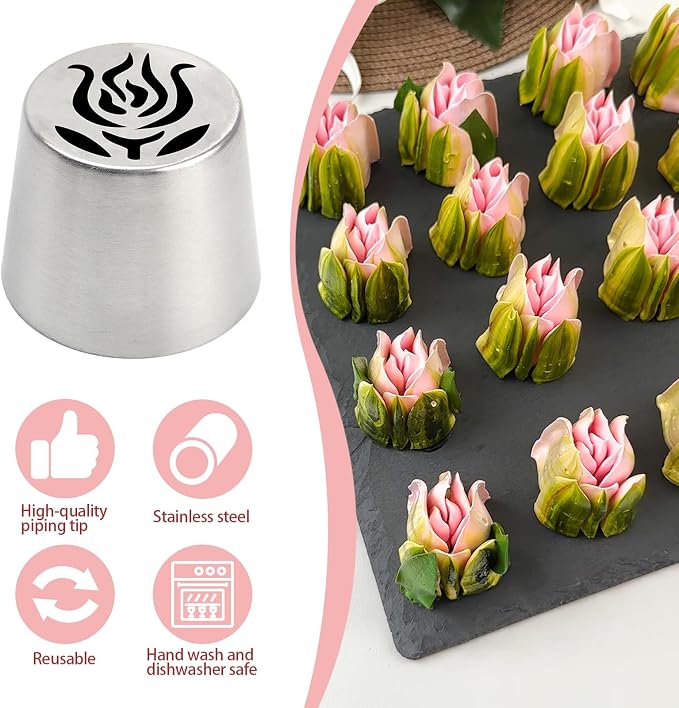 Extra Large Russian Piping Tips for Marshmallows Stainless Steel Flower Frosting Nozzles many styles Cake Decorating Baking tool for Buttercream, Cupcakes Cookies(SL36)