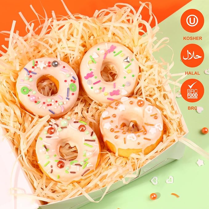 Easter Sprinkles for Cake Decorating, Cupcake, Cookies, Ice Cream Topper, 6 Packs Orange Sprinkles Green Sugar Pearls Candy, Six of assorted Sprinkles for Baking, Perfect for Easter Day Party