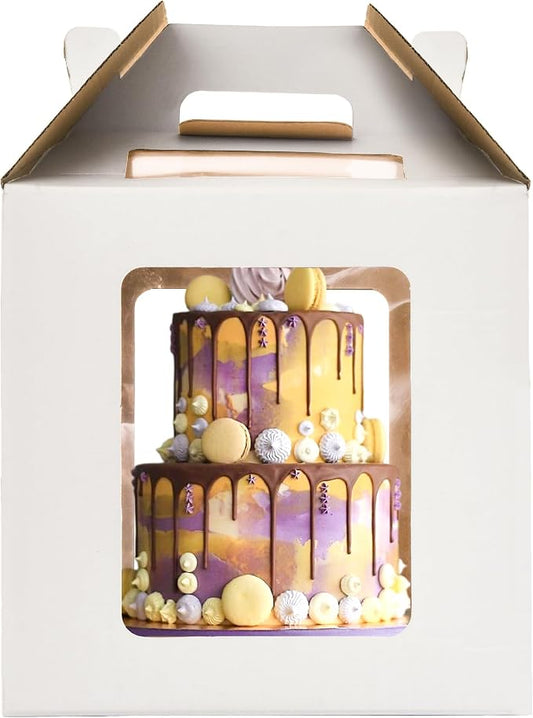 12x12x12 Inch Tall Cake Boxes with windows,10in 12in Tall Cake Carrier, Large Tiered Cake Box, Layer Cake Box, large cake box,Durable White Bakery Box(1pack)