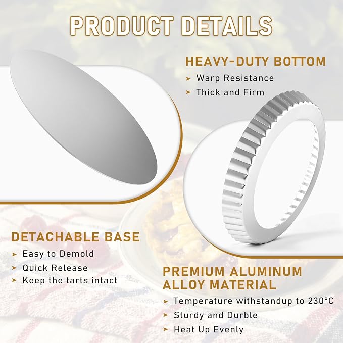 2 Pack 9 Inch Tart Pan with Removable Bottom Non-Stick Carbon Steel Quiche Pan for Oven Baking Molds for Pies Quiches Fruit Tart Cake with Fluted Edges, Silver (1 Inch Deep)