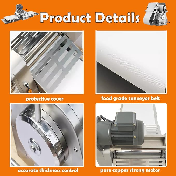 INTSUPERMAI Dough Sheeter Reversible Commercial Pizza Dough Roller Countertop Sheeter Machine 65.0"×15.7" Belt Fondant Sheeter Pasta Machine Press Pastry Baker 110V