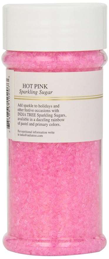 India Tree Pink Sparkling Sugar, 7.5 oz | Vibrant Decorating Sugar for Birthdays, Baby Showers & Celebrations