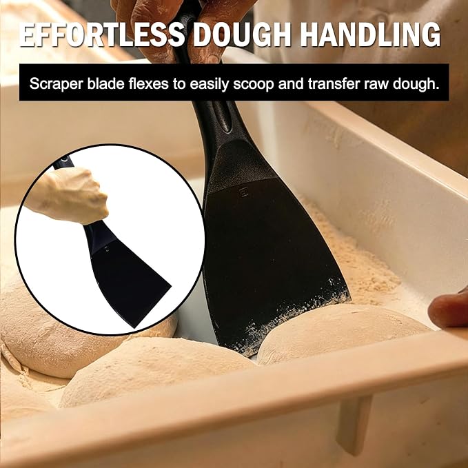 LRui Kitchen Professional Pizza Dough Scraper dough spatula,plastic flexible strip handle dough scraper.(black)