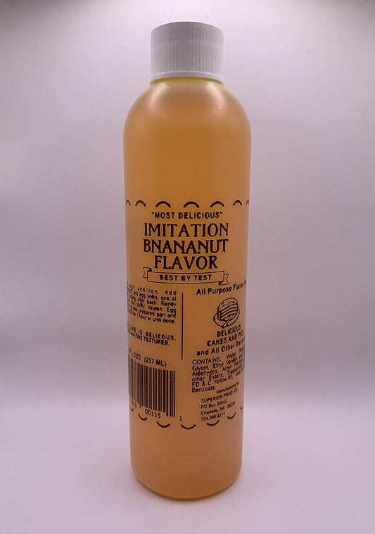 Superior Flavors 8oz Bottle | Cooking and Baking Flavoring | Delicious Substitute for Vanilla Extract | Water Based, and Alcohol Free (Bnananut)
