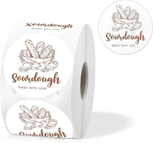 800 Pcs Sourdough Bread Stickers 2 Inch Baked with Love Label Stickers Round Bread Bag Sealing Stickers for Baked Goods Packaging Supplies