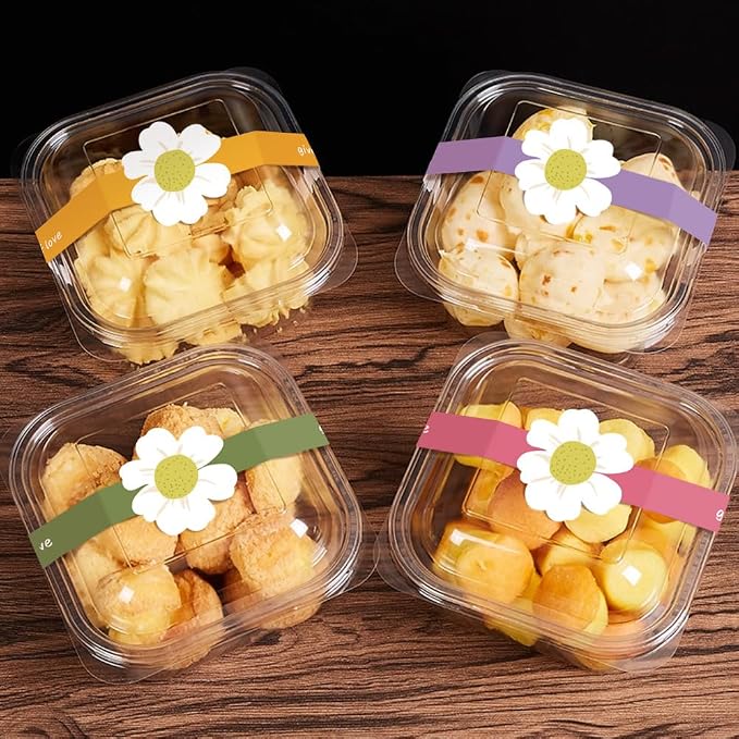 7.3 inch Long Sealing Stickers for Small Business 150 Pcs Cute Flower Shaped Give of Love Self-Adhesive Baking Labels Handmade Food Tamper-Proof Bakery Sticker for Baked Goods Packaging