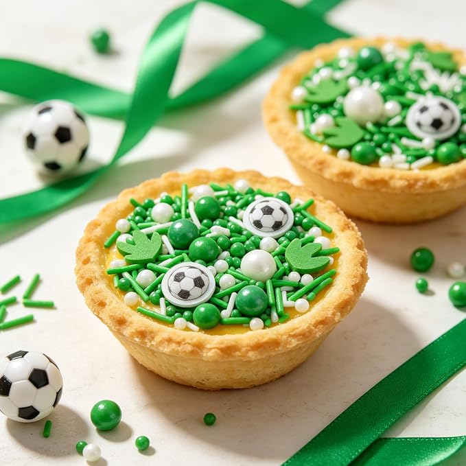 Twisweet Soccer Ball Sprinkles for Cake Decorating, Edible Sugar Pearls & Football Wafer Paper Confetti, Baking Sprinkles for Cupcake Cookie Ice Cream Cake Toppers, Match Viewing Events Celebration Birthday Party Decorations (130g/4.58oz)