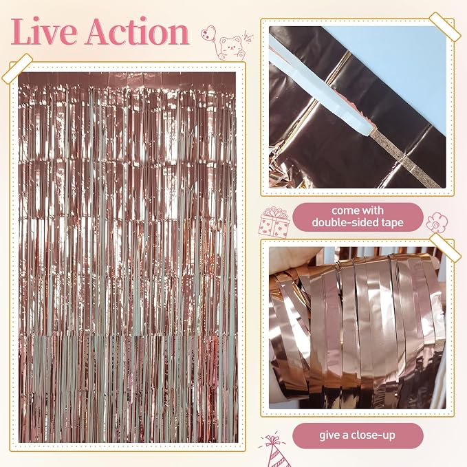 157PCS Rose Gold Balloon Garland Arch Kit with Fringe Curtain for Girls Women Princess Birthday Wedding Baby Bridal Shower Engagement Anniversary Graduation Party Decorations