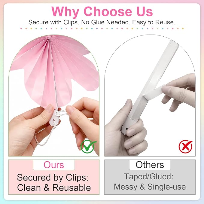Peywot Pastel Classroom Decor - 18Pcs Flower Fans & Paper Lanterns for Classroom Ceiling Decorations, Birthday, Baby Shower & Pastel Rainbow Party Decor