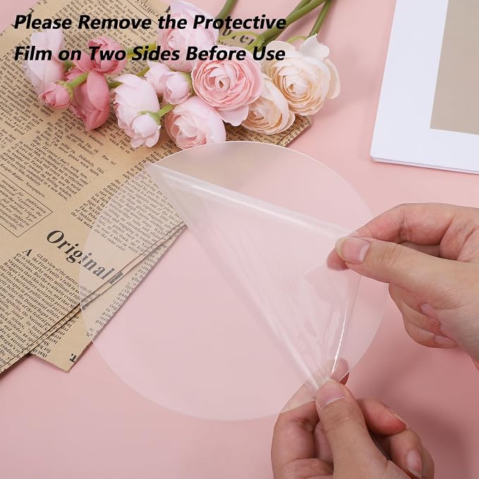 2 Pieces 6 Inch Acrylic Cake Topper Blank Round Clear DIY Birthday Cake Topper for Birthday Custom Wedding Festival Party