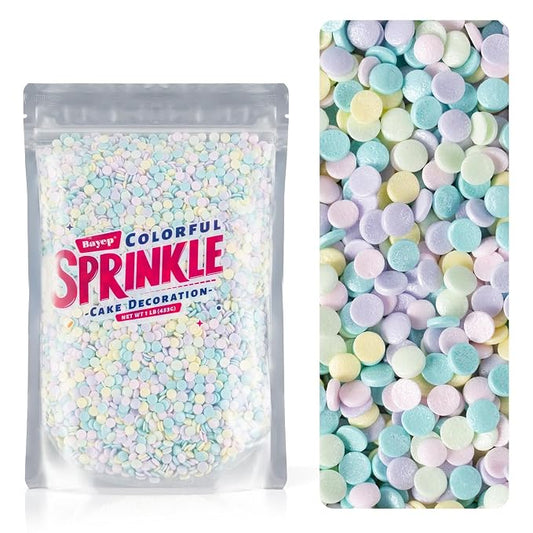 Pastel Sprinkles Bulk Edible Macaron Color Confetti Sprinkles 16 Ounces Edible Birthday Confetti Toppings for Baby Shower Cupcakes, Cake, Cookies Decorations