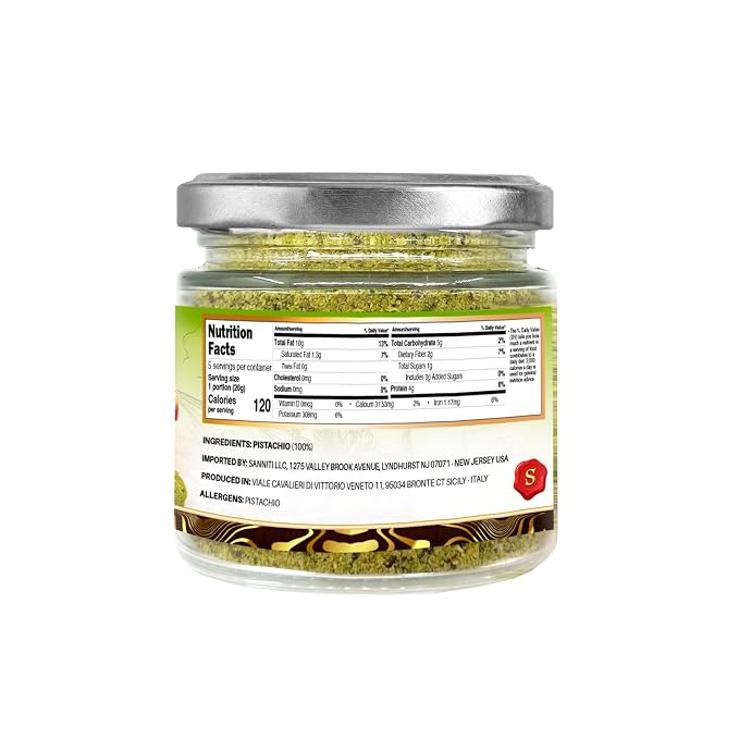 Sanniti Pistachio Flour, 3.5 oz – Fine Pistachio Blend for Baking & Cooking – 100% Pure Pistachios – Product of Italy