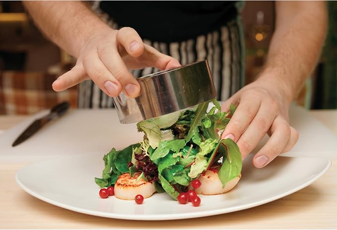 HIC Kitchen Food Ring Set, 2.75-Inches and 3.5-Inches Round, 18/8 Stainless Steel, Set of 2