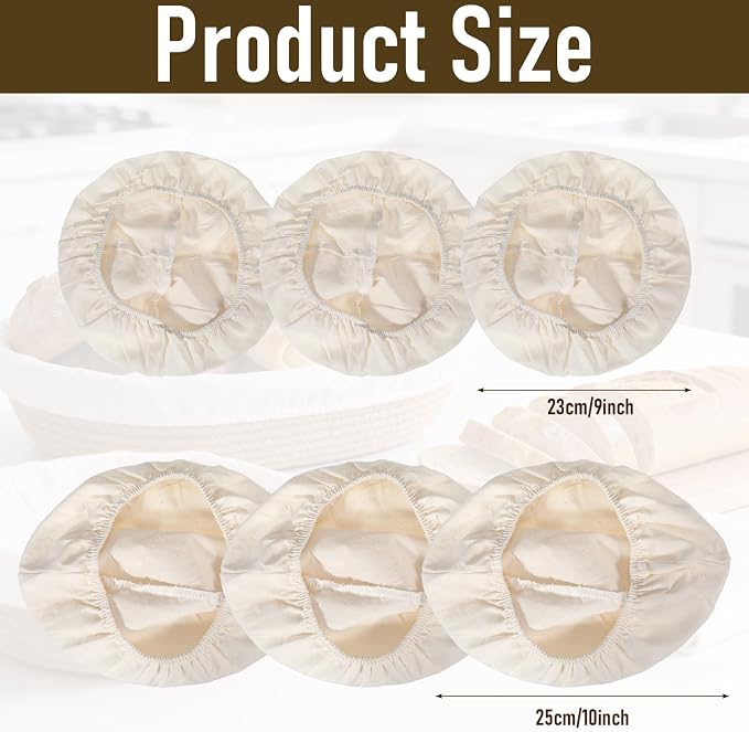 6 Pcs Banneton Liner, Reusable Proofing Basket Liner, Washable Bread Covers for Proofing, Oval Round Sourdough Covers for Proofings Baking Accessories for Home Bread Making