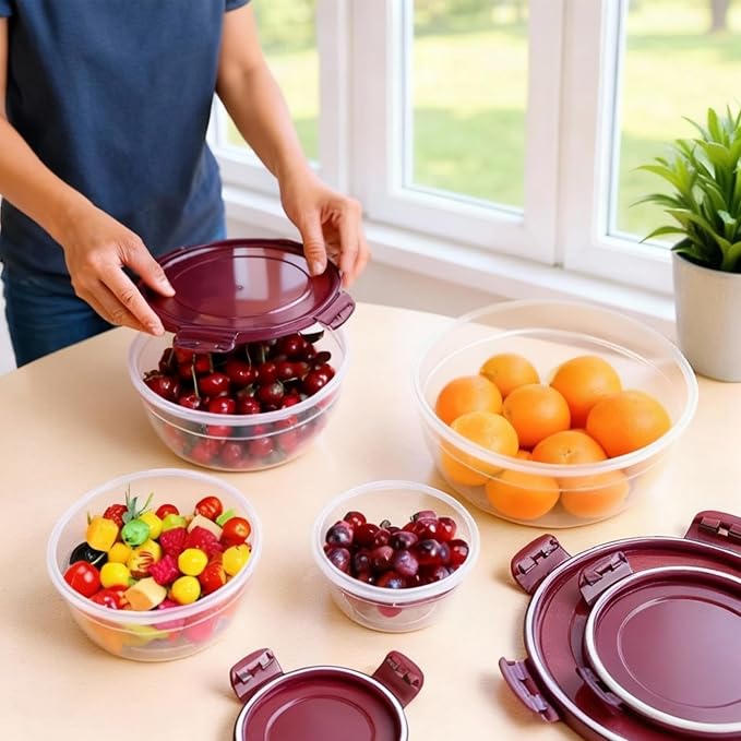 4pcs set with lid food storage container， Stackable Airtight Food Storage Containers – BPA-Free Salad Bowls with Lids – Microwave & Dishwasher Safe Meal Prep Container Set of （400-2200ml