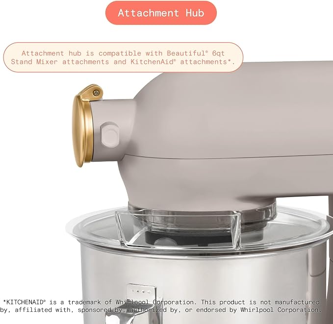 6 Quart Stand Mixer, 600W Tilt-Head Electric Kitchen Mixer with 12 Speeds, Stainless Steel Bowl, Dough Hook, Whisk & Beater, Multifunction Food Mixer (Porcini Taupe)