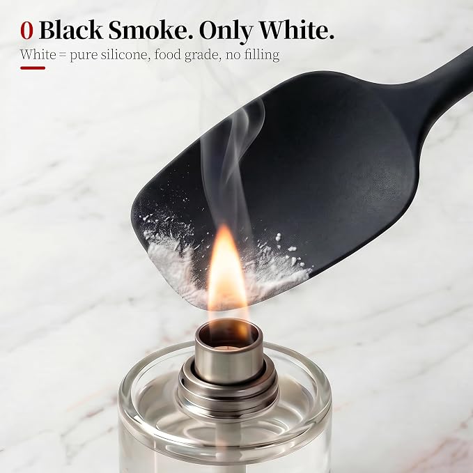 600ºF Heat Resistant Silicone Spatula Spoonula Set of 2, Black | High Heat Food Safe Kitchen Use Scraper for Cooking Baking Mixing Scraping Stirring Cake Nonstick Cookware Pan Bowl