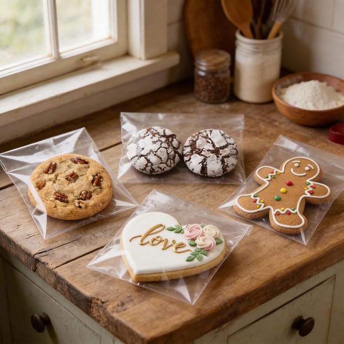 Wowfit 200 Count 4x6 Inch Clear Cellophane Plastic Bags, Resealable Self-Sealing Cello Bags Good for Individual Cookies, Decorative Wrappers, Party Favors, Candy and More