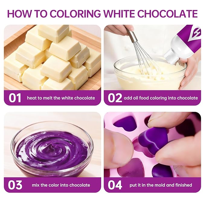 Purple Oil Based Food Coloring for Chocolate – Herbeklab 100ml Professional Concentrated Oil Food Dye for Candy Melts, Chocolate, Cake Pops, Strawberries & Baking