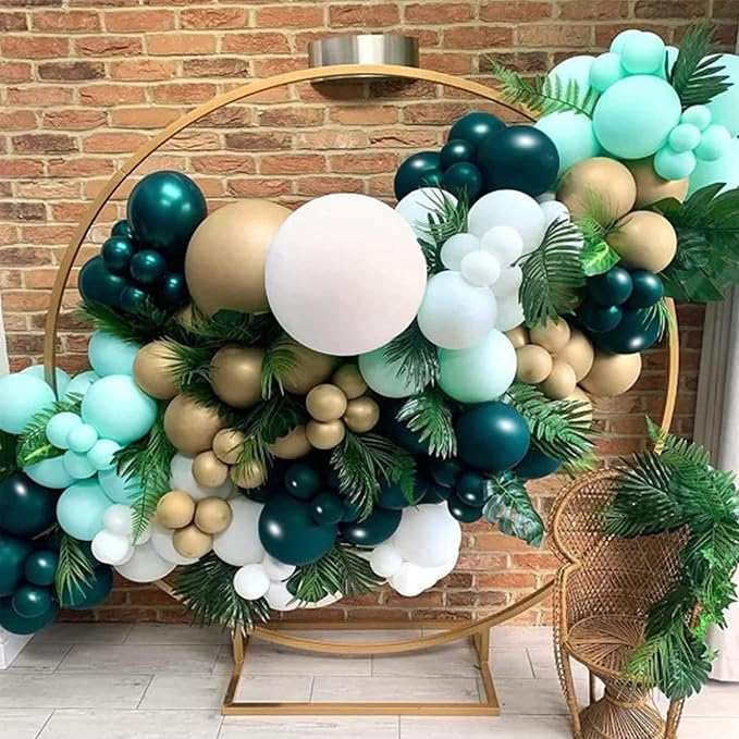 Voircoloria 130pcs Dark Green Balloons Different Sizes 18" 12" 10" 5" Hunter Green Balloons for Birthday Dinosaur Baby Shower St. Patrick's Day Summer Jungle Forest Safari Party Decorations